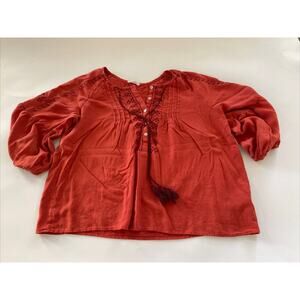 Easel Los Angeles Shirt Tunic Orange Floral Oversized‎ Blouse BOHO Small